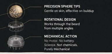 NeoTip exploded view: mineral ball tips, rotational design, mechanical action