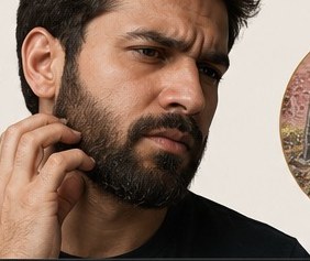 Man scratching an itchy, irritated beard